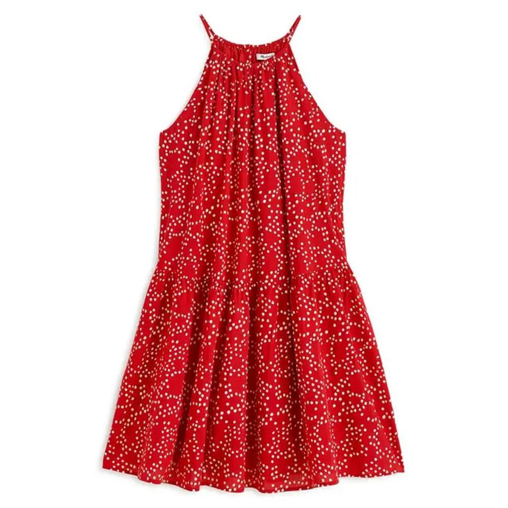 NWT! Madewell Drop-Waist Minidress Festival Red Size Large
